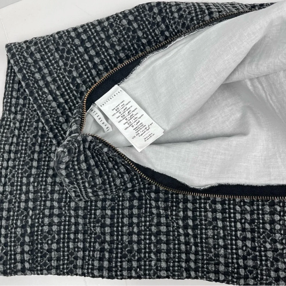 Pottery Barn Pillow Cover 24” Navy Gray Honeycomb Zipper Cotton Lined Euro